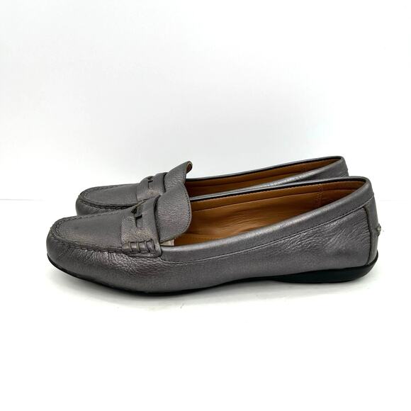 Coach women’s pewter penny loafer flats shoes - Picture 5 of 12